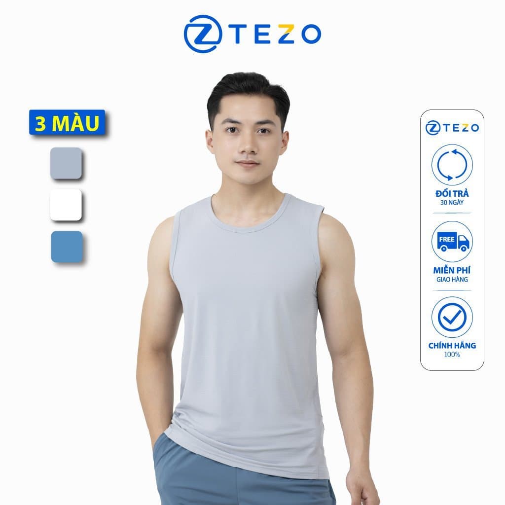 Áo ba lỗ nam thiết kế thể thao in ngực Tezo - 24ABLT008