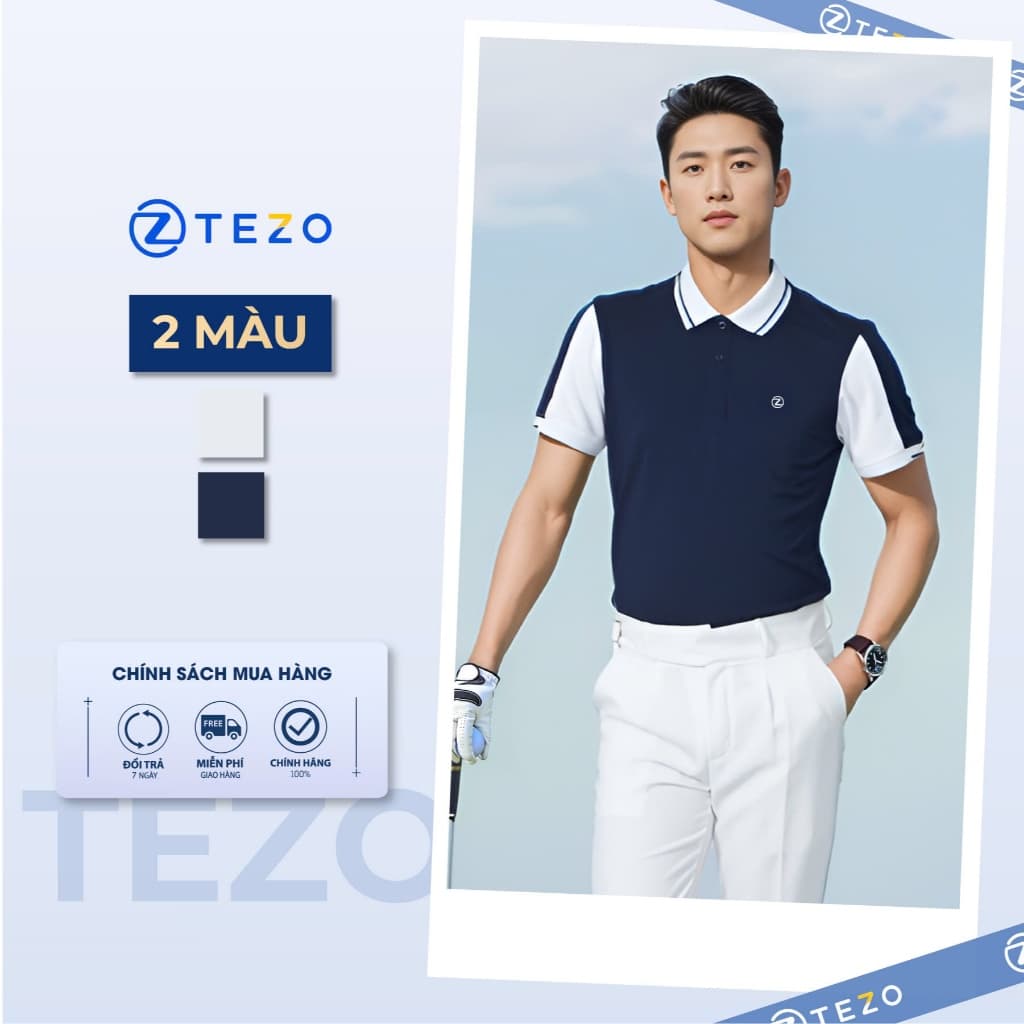 Áo polo nam thiết kế phối Tezo - 25APCT064