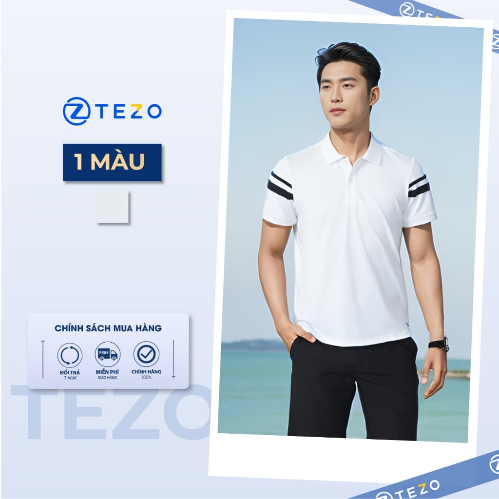 Áo polo nam thiết kế phối tay Tezo - 26APCT067