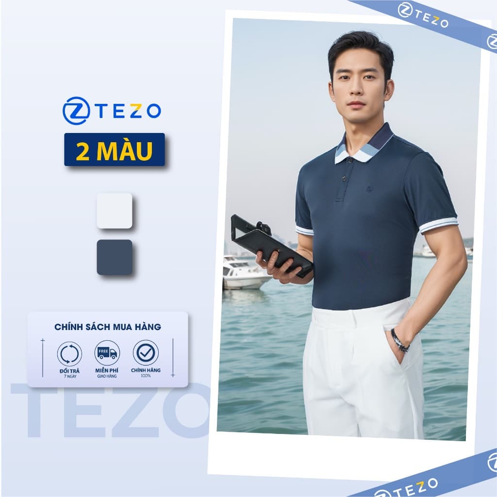 Áo polo nam thể thao thêu ngực Tezo - 25APCT088