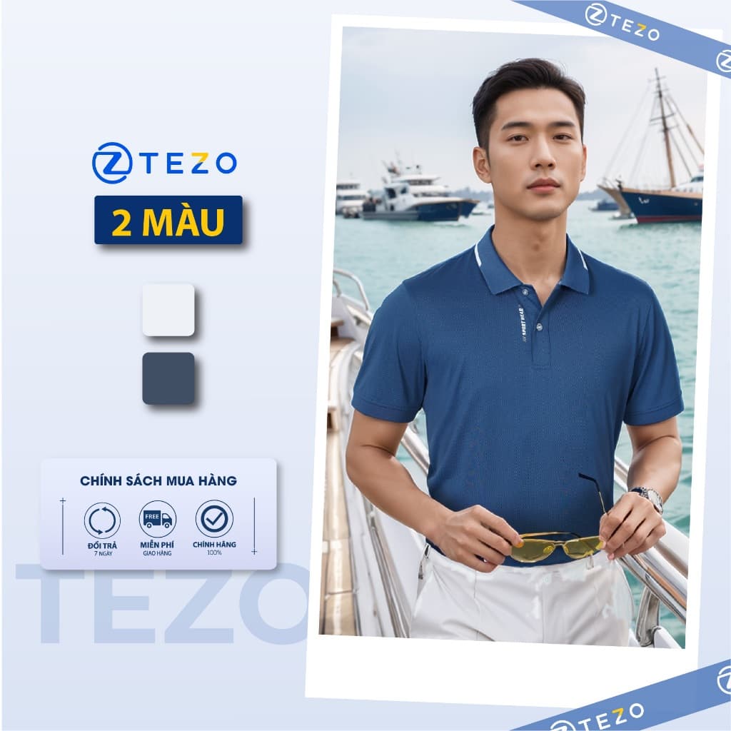Áo polo nam thể thao in cạnh nẹp Tezo - 26APCT089