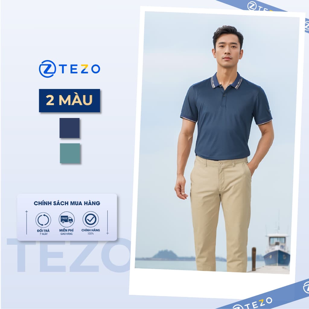 Áo polo nam thể thao thêu tay Tezo - 25APCT090