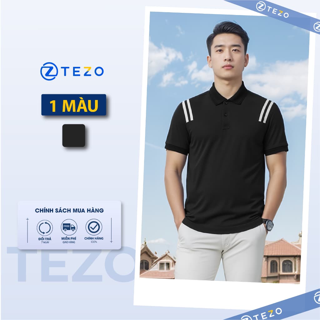 Áo polo nam thiết kế phối vai Tezo - 25APCT095