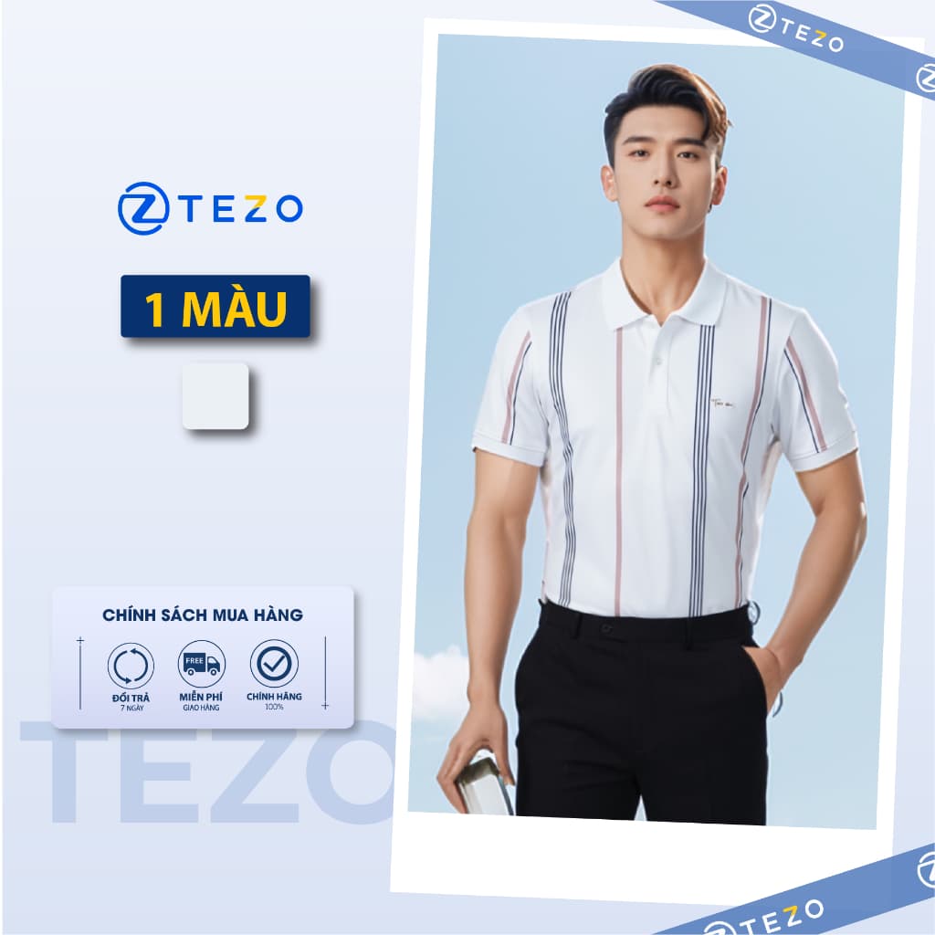 Áo polo nam thiết kế Premium Stripe Tezo - 25APCS073