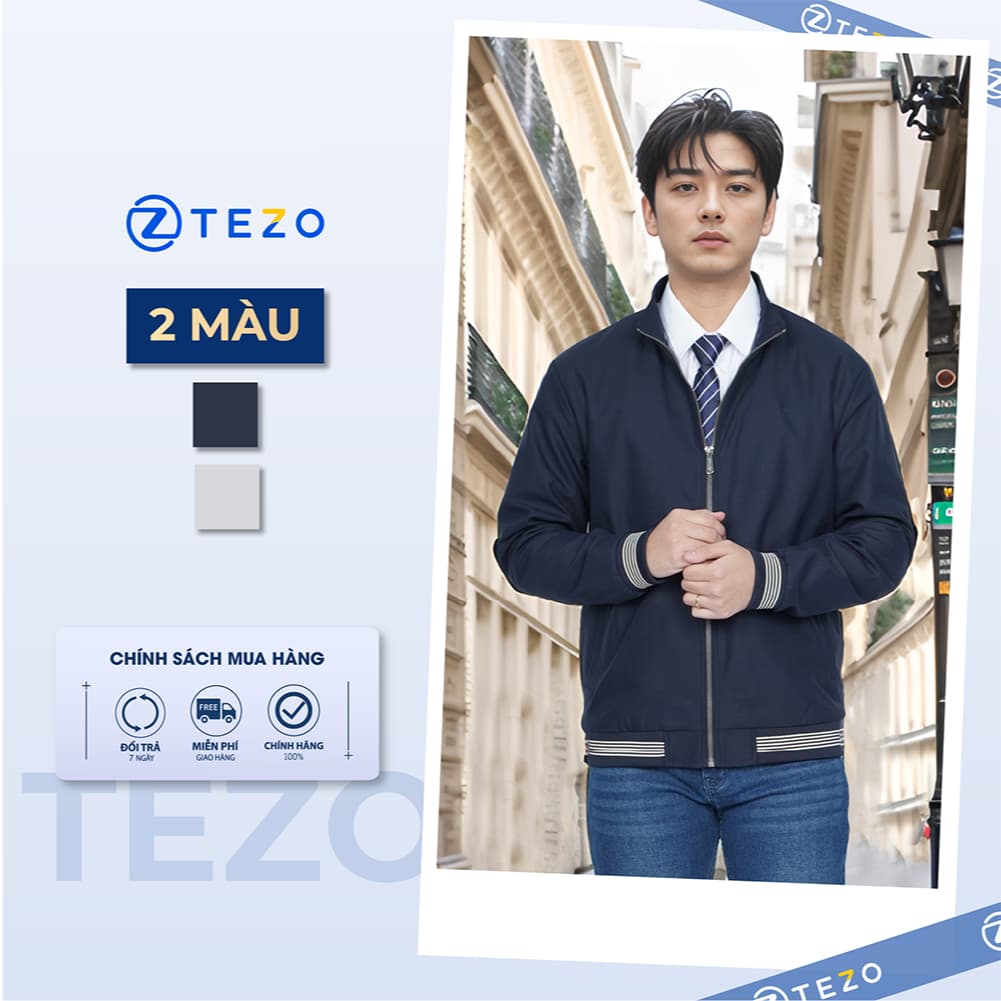 Áo Jacket kaki nam cổ 5 phân lót lông Tezo - 24AKK5029