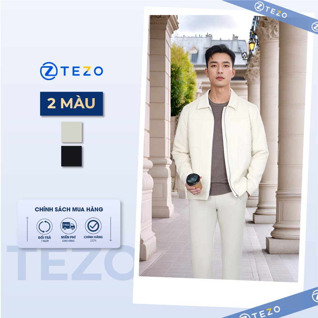 Áo khoác dạ nam cổ bẻ giễu túi Tezo - 24ADCT001
