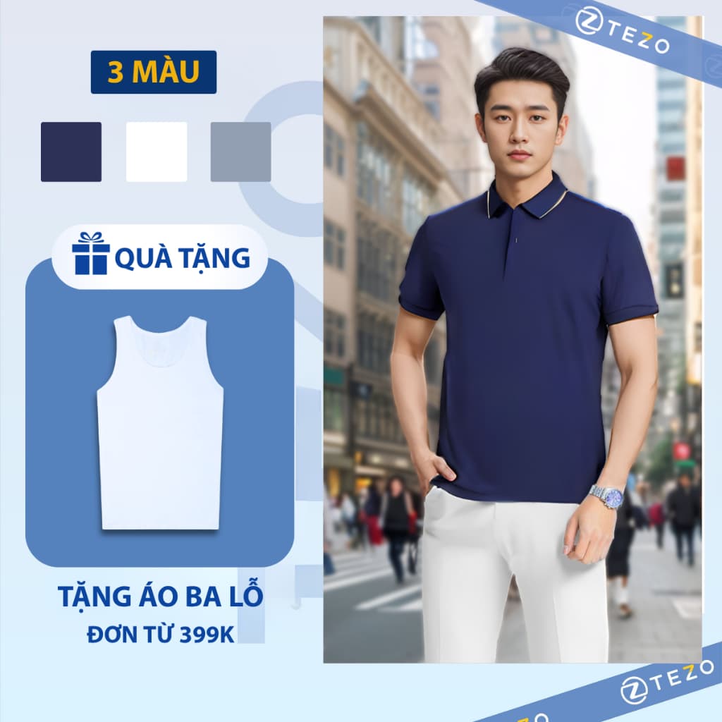 Áo polo nam thể thao in dọc sườn Tezo - 24APCT049