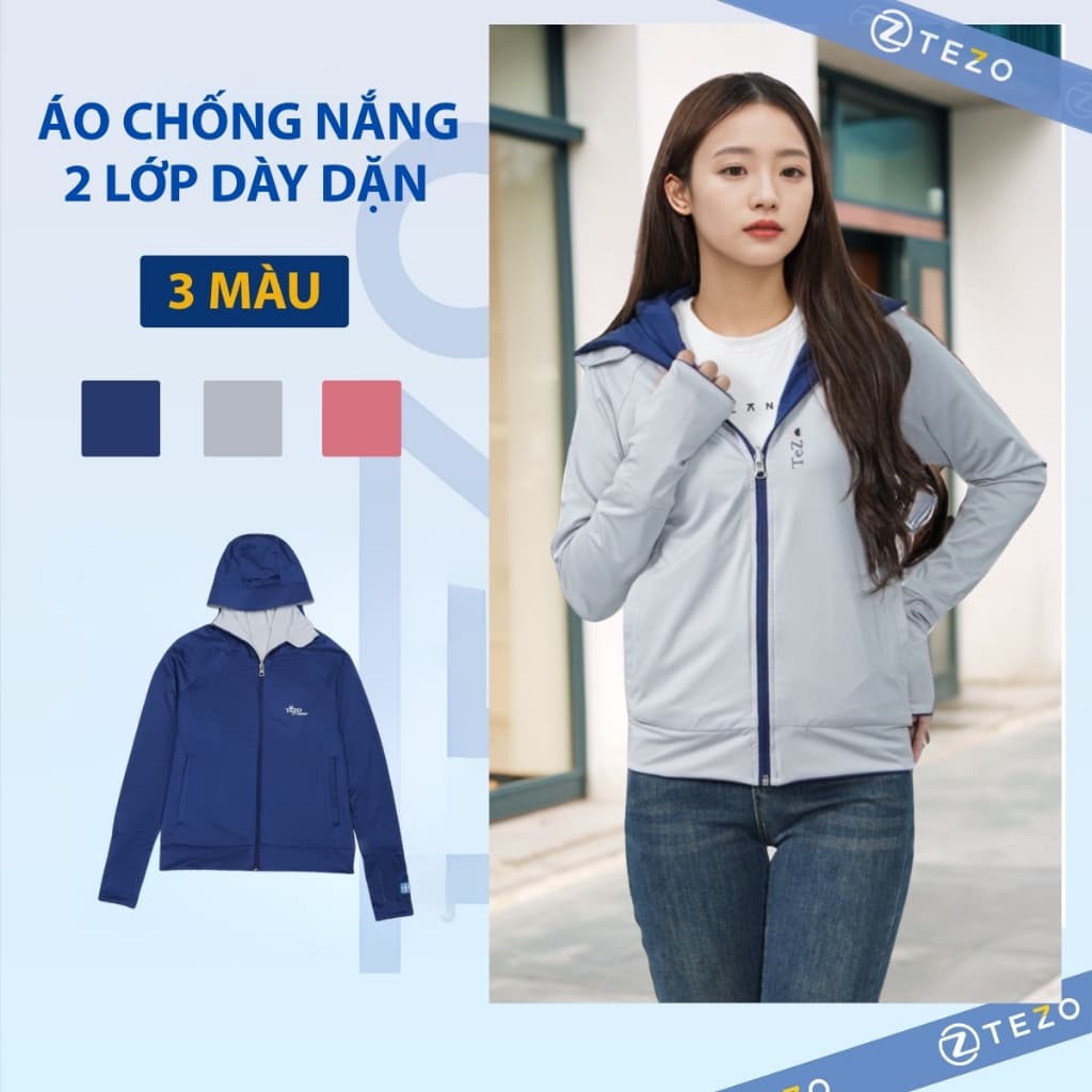 Áo chống nắng nữ 2 lớp cao cấp Tezo - 23ACNT008