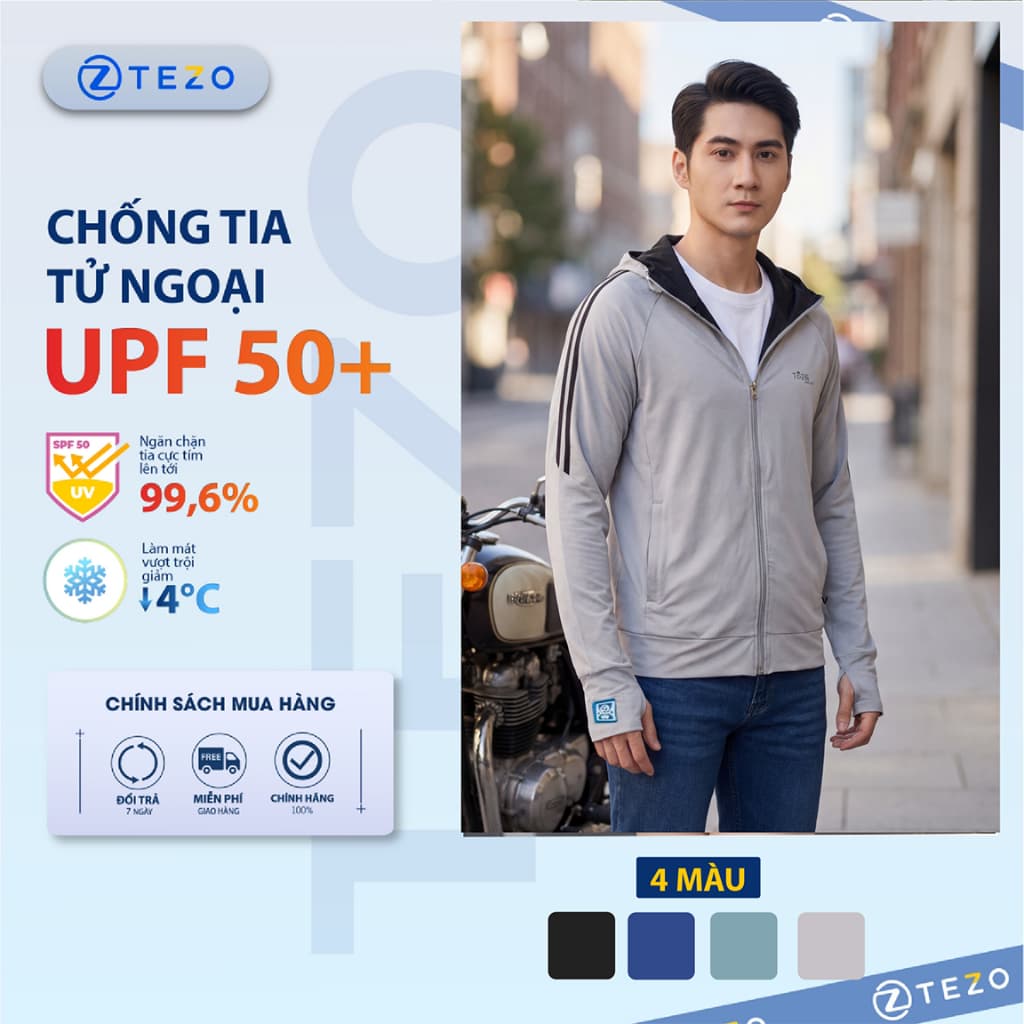 Áo chống nắng nam 2 lớp cao cấp Tezo -23ACNT006