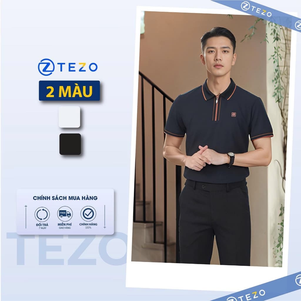 Áo polo nam thiết kế cổ khóa Tezo - 26APCT075