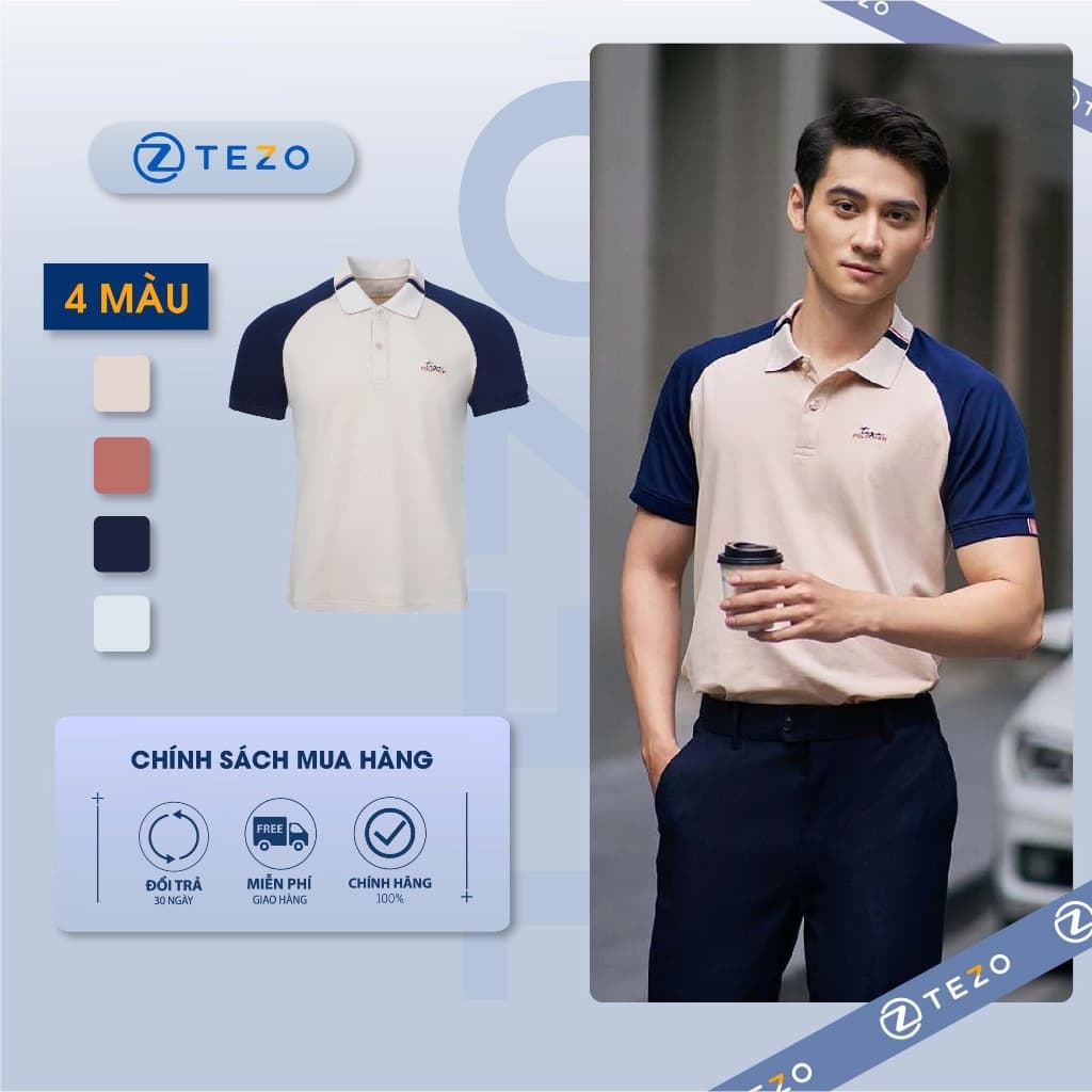 Áo polo nam tay Raglan thêu ngực Tezo -23APCT034