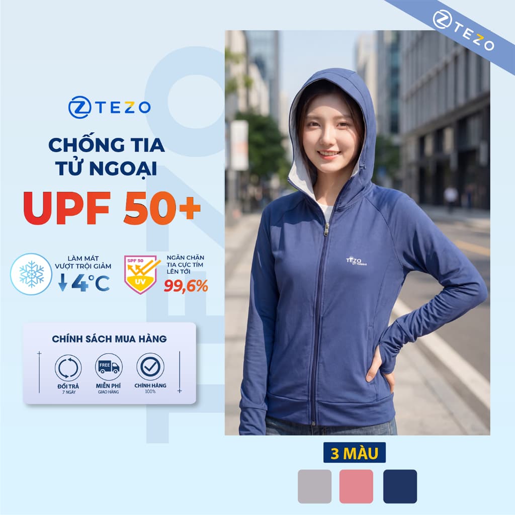 Áo chống nắng nữ 2 lớp cao cấp Tezo - 25ACNT008
