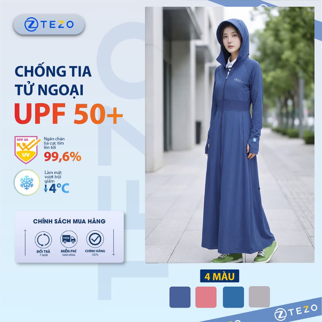 Áo chống nắng nữ dáng dài Tezo - 23ACND007