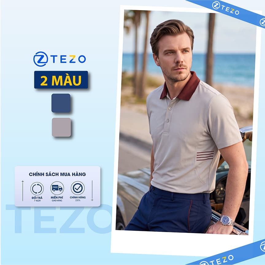 Áo polo nam in sườn thiết kế Tezo - 26APCT117