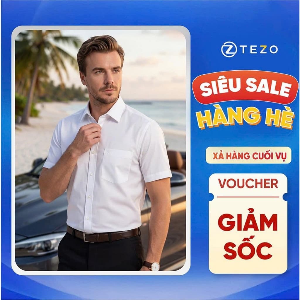 Áo sơ mi nam cộc tay coffee, slimfit Tezo -25SMCB024