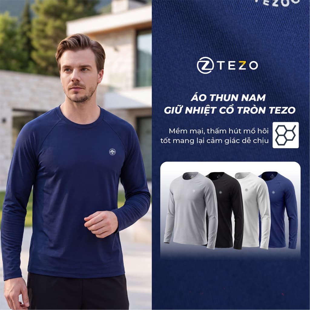 Áo thun nam giữ nhiệt cổ tròn tay raglan Tezo - 26ATOT028