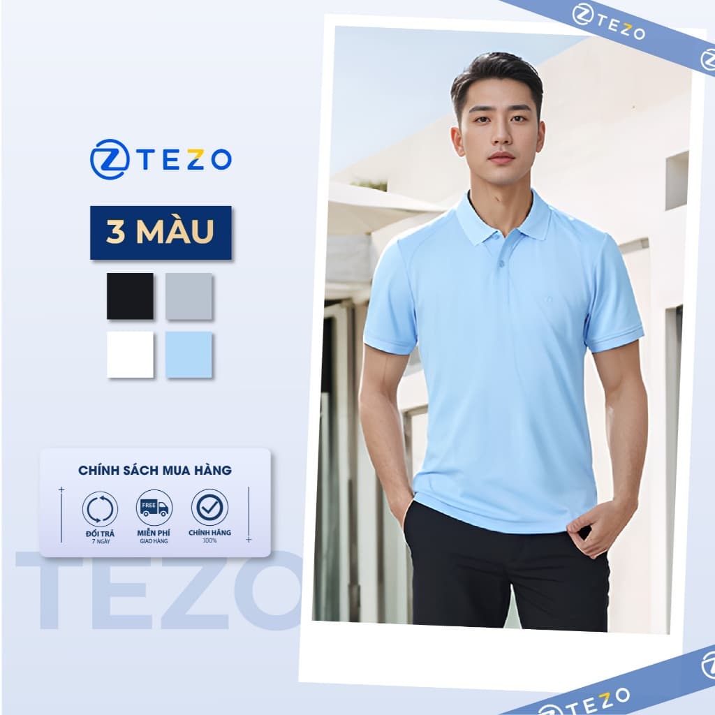 Áo polo nam thiết kế thêu logo ngực Tezo - 24APCT058