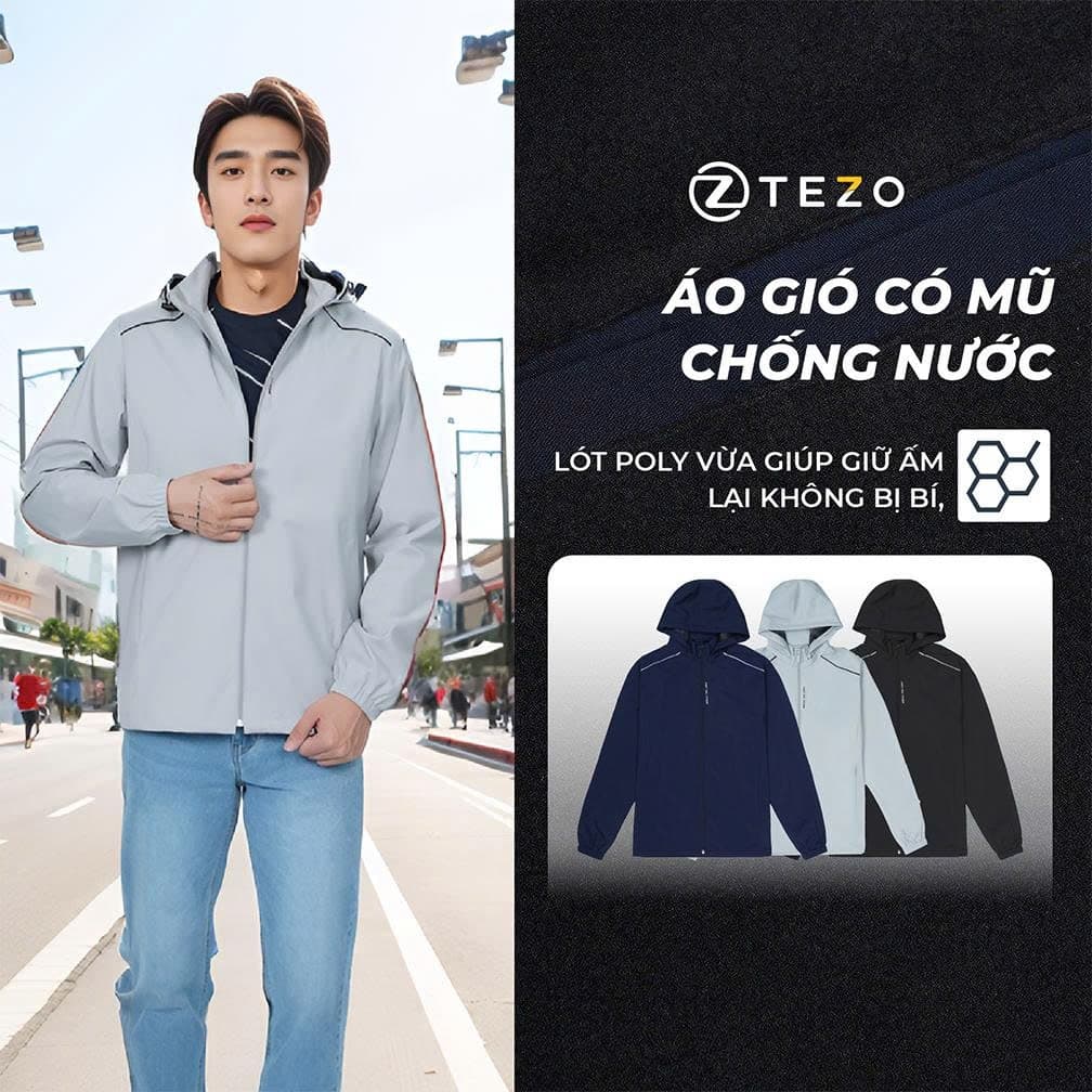 Áo gió nam có mũ công nghệ chống nước Gore Tex Tezo - 24AG2T018