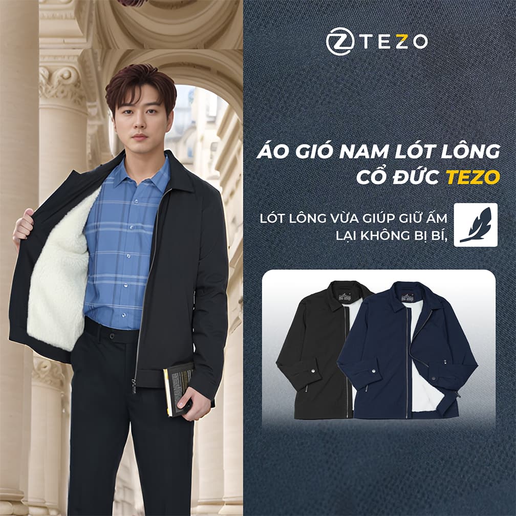 Áo gió nam lót lông cổ đức Tezo - 25AGDT030