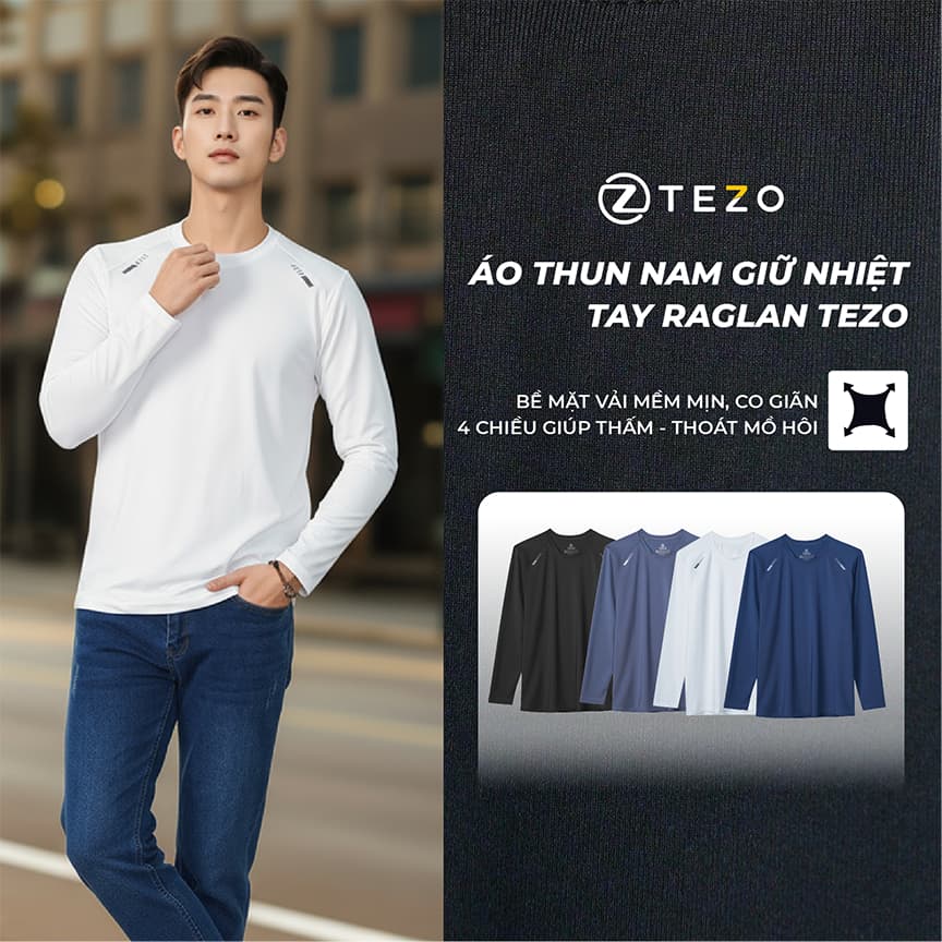 Áo thun nam giữ nhiệt tay Raglan Tezo - 25ATOT021
