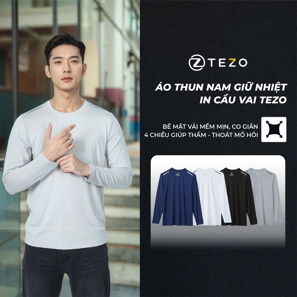 Áo thun nam giữ nhiệt in cầu vai Tezo - 25ATOT023