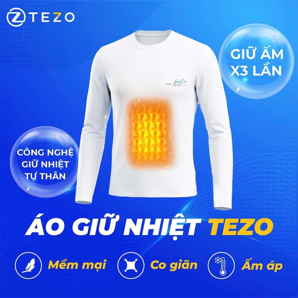 Áo thun nam giữ nhiệt cổ 3 phân Tezo - 25AT3T022