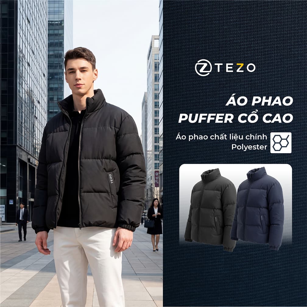 Áo phao nam Puffer cổ cao Tezo - 25APTB008