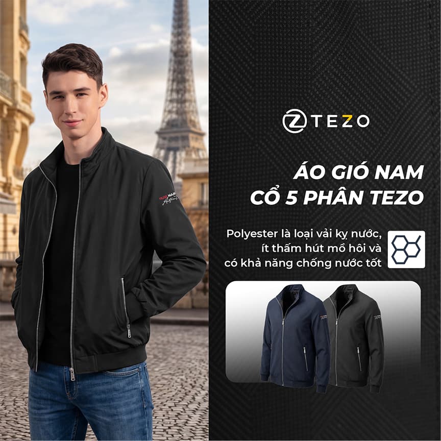 Áo gió nam cổ 5 phân Tezo - 25AG5T039