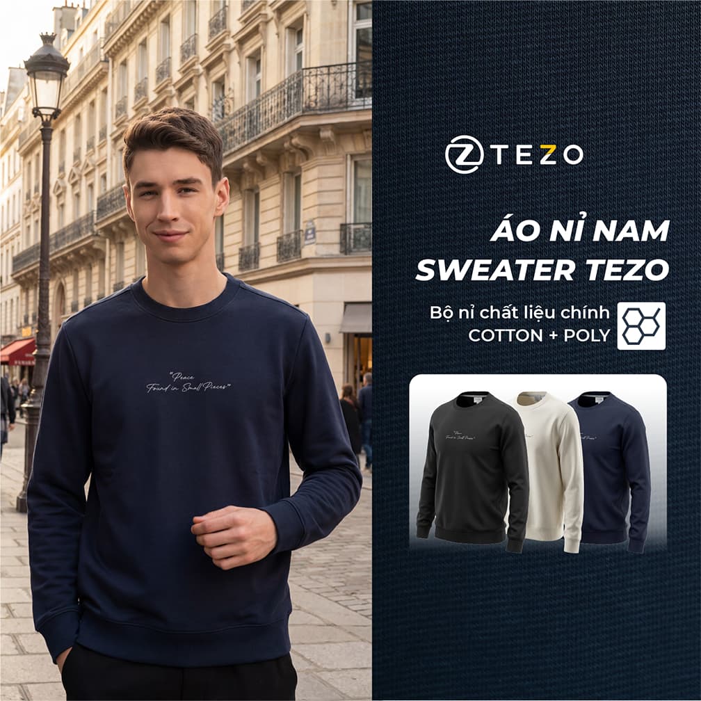 Áo nỉ nam Sweater Tezo - 25ANOT003