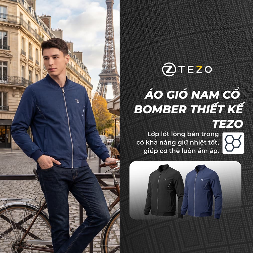 Áo gió nam cổ bomber thiết kế Tezo - 25AGBT037